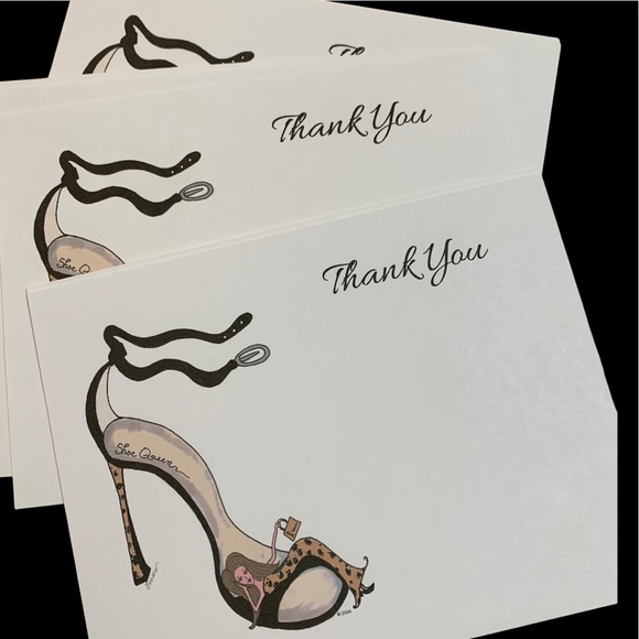 20 handmade notecards with my artwork- Shoe Queen wearing animal print - Picture 3 of 3